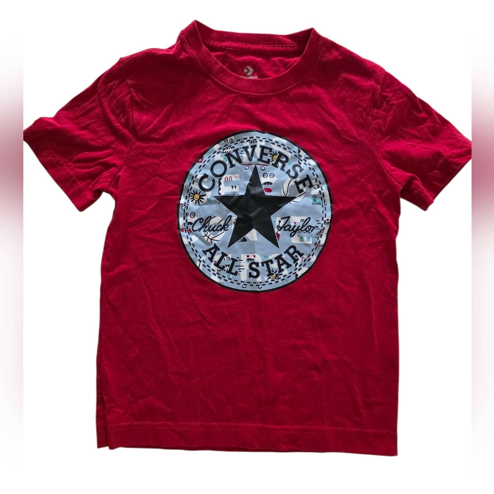 Converse All Stars Kids Logo Tshirt Tee Short Sleeve Red Size 6